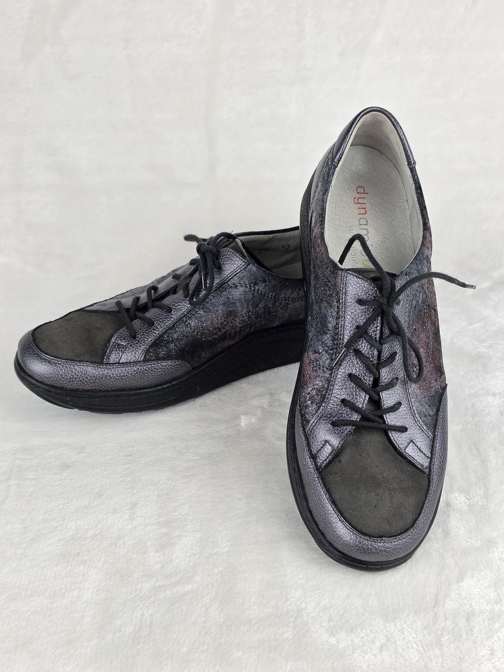 Waldlaufer Dynamic Womens 7.5 Wide H Pewter Leather Lace Upā Walking Shoes